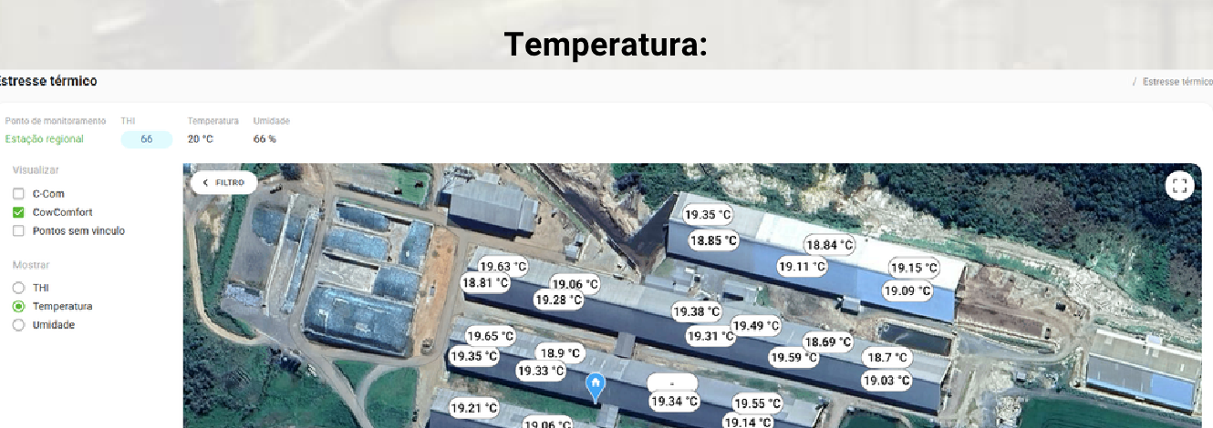 Mapa de temperatura por punto del establo