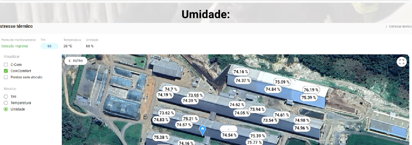 Mapa de humedad por punto del establo